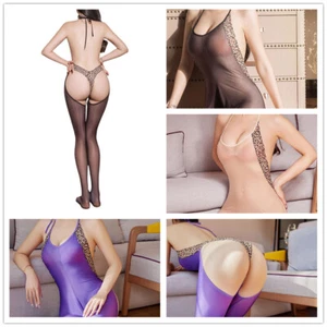 Womens Lingrie Crotchless Perspective Ultra Thin Jumpsuit Costume Catsuit Mesh - Picture 1 of 40