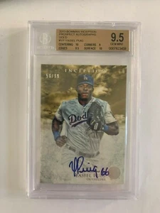 2013 Bowman Inception Prospect Autografi Oro #YP Yasiel Puig BGS 9.5 56/99 - Foto 1 di 2
