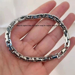 Pure Platinum 950 Chain Men Women 4.5mm Square Rolo Link Bracelet 17.3g/7.7inch - Picture 1 of 12