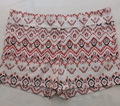 New Ann Taylor Womens Modern Sz 16 Shorts Geometric Print Ivory Rust - Image 1 of 3