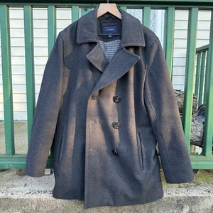 Land’s End Wool Blend Peacoat In Charcoal Men’s Medium - Picture 1 of 6