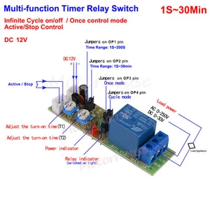DC12V Adjustable Infinite Cycle Loop Delay Timer Time Relay Switch ON OFF Module - Picture 1 of 3
