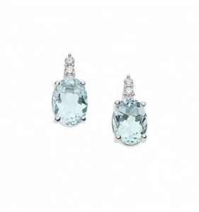 Pendientes Mujer Oro Blanco Acuamarina Diamantes Comete Joyas - Imagen 1 de 3