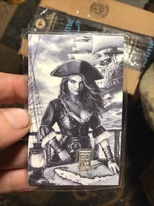 1 Grain Silver Collectors Card ,pirate Lady,custom,limited Card - Picture 1 of 2