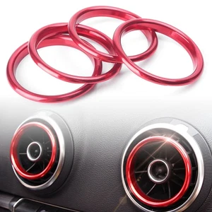 4pcs Red Metal Air Vent Cover Ring For Audi A3 8V 2012-19 2013 2014 15 16 17 18 - Picture 1 of 12