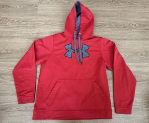 Men’s UNDER ARMOUR Army Red Grey Soft Shell Coldgear Hooded Jacket Sz Large - Picture 1 of 3