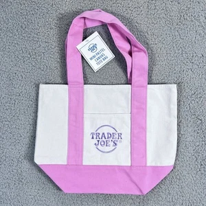 NEW Trader Joe’s Mini Canvas Tote Bag Pink 🩷 Reusable Limited Edition - Picture 1 of 8