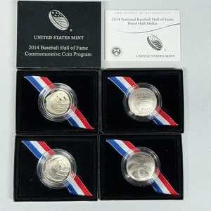 (LOT OF 4) 2014 50c Baseball Hall of Fame Half Dollar PROOF US Mint w/OGP & COA - Picture 1 of 11