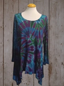 FAIR TRADE - Gringo Tie Dye Tunic Top - Turquoise One size (TO10TL2)(3) - Picture 1 of 2