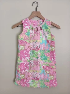 Lilly Pulitzer Little Lilly Shift Dress Tropical Jungle Patchwork Size 10 Cotton - Picture 1 of 12