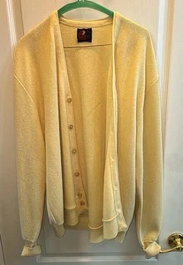 Vintage Arnold Palmer Sweater Men XL Yellow Cardigan, Made in USA - Picture 1 of 9