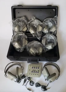 Telex Explorer 3.5mm Aux Jack Stereo Audio Headphones (8) & Junction Box Vintage - Picture 1 of 13