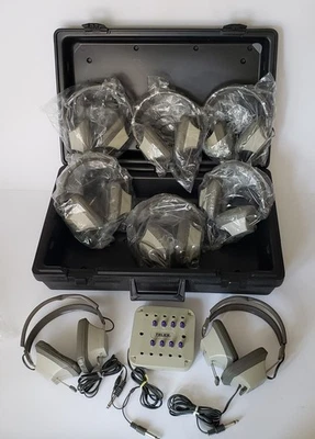 Telex Explorer 3.5mm Aux Jack Stereo Audio Headphones (8) & Junction Box Vintage - Image 1 of 4