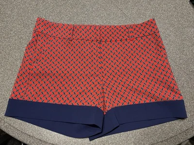 Pantalones cortos para mujer Ann Taylor con estampado rojo y ribete azul marino, talla 8 Foto 1 de 3