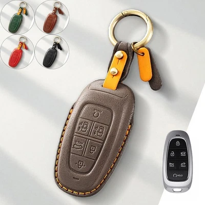 Genuine Leather Car Smart Key Fob Case Cover Bag For Hyundai Nexo Sonata 2019 - Image 1 of 4