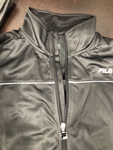 Mens Fila Full Zip 100% Polyester Knit Track Jacket Black/White Size Large - Picture 1 of 5