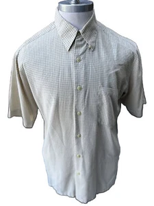 Camisa de vestir Bugatchi Uomo a cuadros con botones delanteros beige para hombre manga corta mediana - Imagen 1 de 6