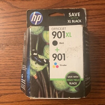 HP 901 XL Schwarz + 901 Tri-Color Combo Officejet Tinte Neu Versiegelt Abgelaufen März 2014 - Bild 1 von 4