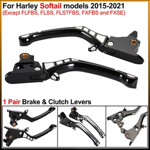 1 Pair of Aluminum Brake & Clutch Levers - For Harley Softail models 2015-2021 - Picture 1 of 10