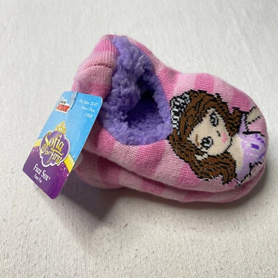 Disney Sofia The First Slipper Fuzz Sox Fits Size 2T / 4T Non-skid NEW - Image 1 of 4