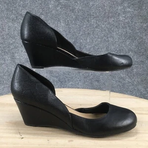 Me Too Heels Womens 10 M D Misty Orsay Wedge Pumps Black Faux Leather Slip On - Picture 1 of 19