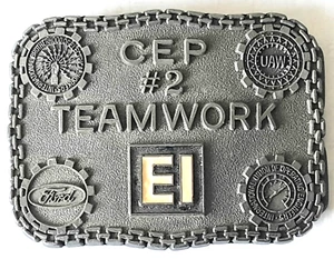 De colección CEP #2 Trabajo en Equipo EI Hebilla de Cinturón-Uniones UAW, Ford, Eléctrico, Operativo - Imagen 1 de 3