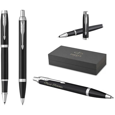 Parker IM Core Kugelschreiber+Tintenroller Matte Black C.C mit Gravur  graviert - Bild 1 von 4