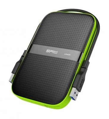 5TB Silicon Power Armor A60 Shockproof Portable Hard Drive USB3.0 Black/Green - Image 1 of 3