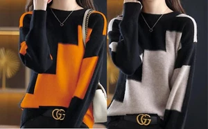 Suéter Pullover Informal Para Mujer Manga Larga Cuello Redondo Tejido Prendas para el torso - Imagen 1 de 3