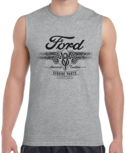 Ford T-shirt Sleeveless Mens Cut Off Shirts Graphic Tees Ford Mustang Tank Tops - Picture 1 of 2
