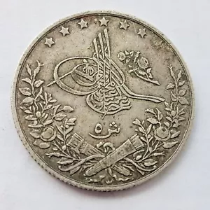 AH 1327/2-6 5 Qirsh Egypt Ottoman Empire Silver Coin 7 grs - Picture 1 of 3