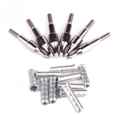 10pcs 100 Grain Arrow Target Field Points Arrowhead +10pcs 6mm Arrow Inserts Set - Image 1 of 4