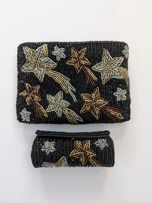 Vintage 70s Beaded Shooting Star Small Clutch Purse With Matching Lipstick Case - Image 1 of 4