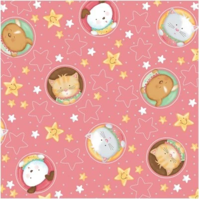 Tela Feline Drive PAQUETE BEBÉ Animal Toss Rose - Cuarto Graso (18"x22") FQ Foto 1 de 4