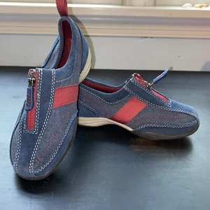 Lands End Boat Sneaker scarpe con cerniera ragazza 11 M denim e rosso sneaker per tutte le stagioni - Foto 1 di 10