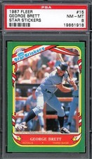 1987 Fleer Star Stickers Baseball #15 George Brett PSA 8
