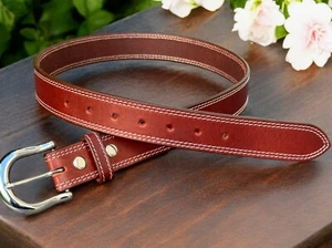 Genuine Leather Men's Belt Handmade With Removable Buckle - Picture 1 of 17
