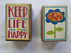 Life is Happy GROW 2pc blocks Great for Tier Tray Decor Collins HW-4450 4456 NEW - Picture 1 of 8