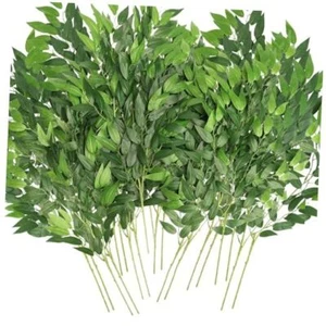 Artificial Italian Ruscus Greenery Stems, 20 Pack Faux Green Leaf Garland - Picture 1 of 8