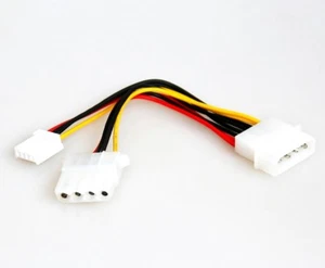 Y-Kabel 5,25" + 3,5" Molex 4-pol PC Strom intern CD DVD HDD Floppy Power Adapter - Bild 1 von 1