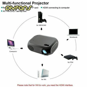 Mini-Projektor HD LED Tragbares Heimkino-Kino 1080P AV USB AV HDMI - Bild 1 von 14