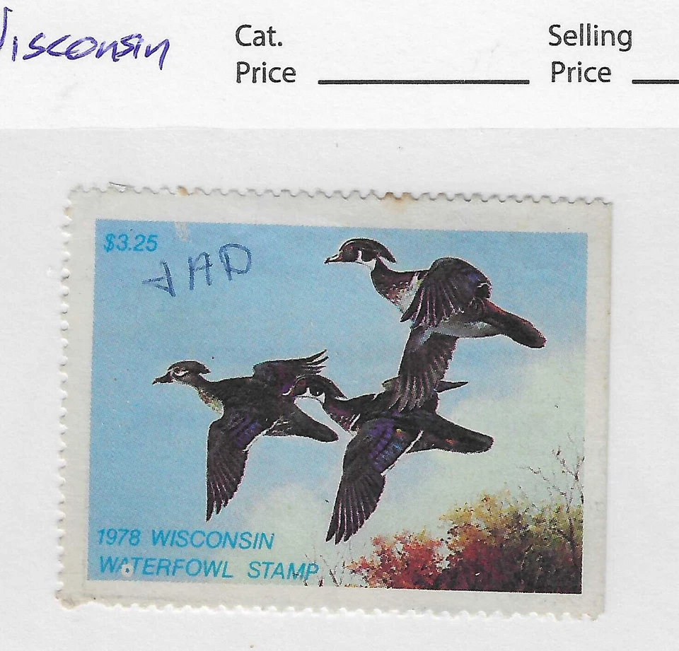Wisconsin Waterfowl stamp 1978, multicolor, VF - Image 1 of 1