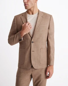 NEW EXPRESS $278 LIGHT BROWN SLIM SLUB SUIT JACKET SZ 44R - Picture 1 of 4