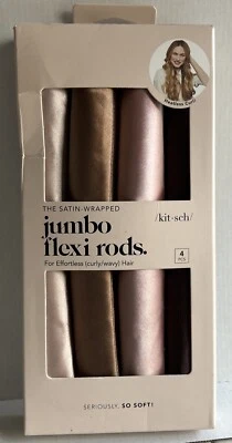 Satin Wrapped Jumbo Flexi Rods by  Kitsch 1 Packages of Four Jumbo Hair Rods New - Image 1 of 4