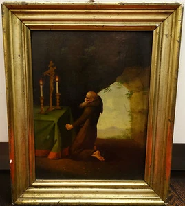 Ölbild auf Holz,Eremit i.d.Felsenhöhle, J.J. Dorner, 18 Jhrdt,zugeschrieben - Bild 1 von 6
