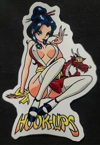 HOOK UPS STICKER VINTAGE STYLE "GEISHA BABE" 3 1/4 X 4 1/2" GLOSSY - Picture 1 of 1