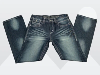 Xtreme Couture Men's Dark Wash Fade Cotton Blend Flap Pocket Denim Jeans Size 32 - Image 1 of 4