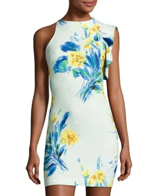 Vestido negro Halo Pabla 14 azul floral sin mangas jersey funda de cóctel Foto 1 de 4