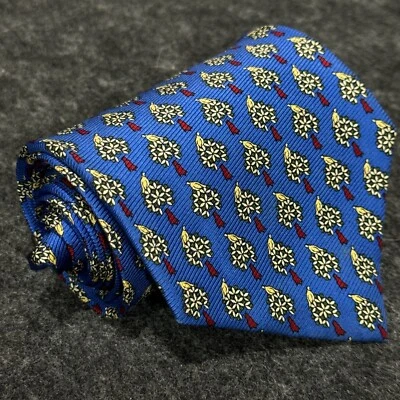 Corbata de seda vintage Gap Premium para hombre azul rojo amarillo pájaro en un árbol geométrica usada en excelente estado Foto 1 de 4
