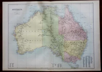 Australia Queensland Nueva Gales del Sur Victoria Melbourne 1876 A. & C. Mapa negro Foto 1 de 3
